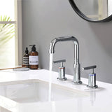 3 Holes Bathroom Sink Faucet With Drain Assembly 8 Inch Widespread Bathroom Faucets 2 Handle Modern Lavatory Basin Vanity Taps