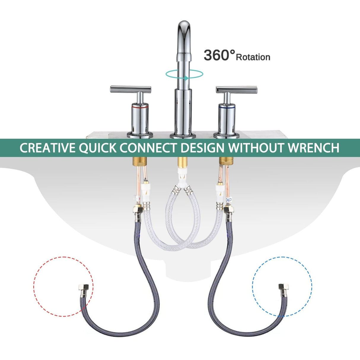 3 Holes Bathroom Sink Faucet With Drain Assembly 8 Inch Widespread Bathroom Faucets 2 Handle Modern Lavatory Basin Vanity Taps