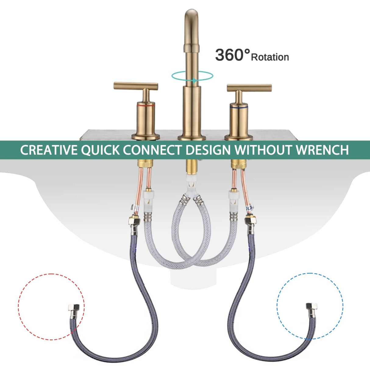 3 Holes Bathroom Sink Faucet With Drain Assembly 8 Inch Widespread Bathroom Faucets 2 Handle Modern Lavatory Basin Vanity Taps
