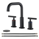 3 Holes Bathroom Sink Faucet With Drain Assembly 8 Inch Widespread Bathroom Faucets 2 Handle Modern Lavatory Basin Vanity Taps