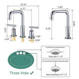 3 Holes Bathroom Sink Faucet With Drain Assembly 8 Inch Widespread Bathroom Faucets 2 Handle Modern Lavatory Basin Vanity Taps