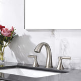 3 Holes Widespread Bathroom Sink Faucet Stainless Steel Bathroom Faucet with Pop Up Drain Vanity Tap with Dual Handles