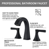 3 Holes Widespread Bathroom Sink Faucet Stainless Steel Bathroom Faucet with Pop Up Drain Vanity Tap with Dual Handles