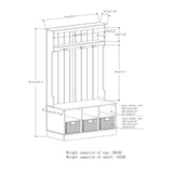 3-In-1 Entryway Hall Tree with Shelves,3 Storage Baskets,and Coat Racks 4 Hooks