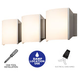 C Cattleya 3-Light/ 4-Light Satin Nickel Stainless Steel Integrated LED Vanity Light with Acrylic Shade
