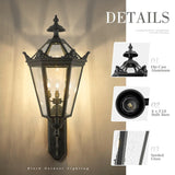 3-Light 41 inch Outdoor Wall Light, Seeded Glass