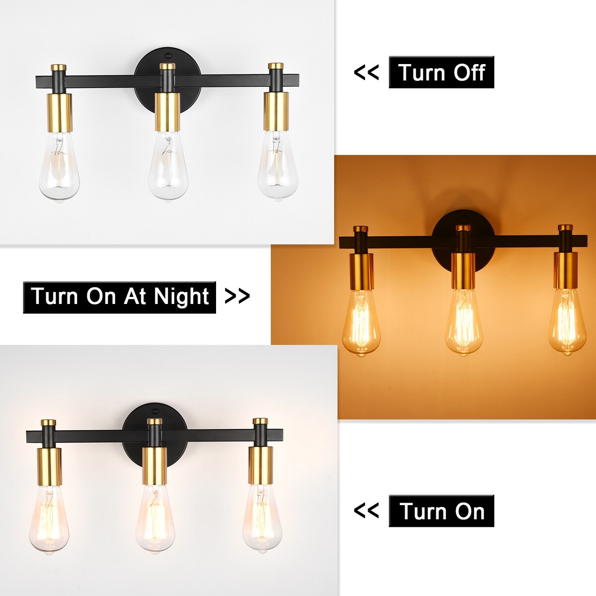 3-Light Bathroom Light Fixture Vintage Wall Sconces Lighting for Bedroom Kitchen Entryway Hallway Living Room
