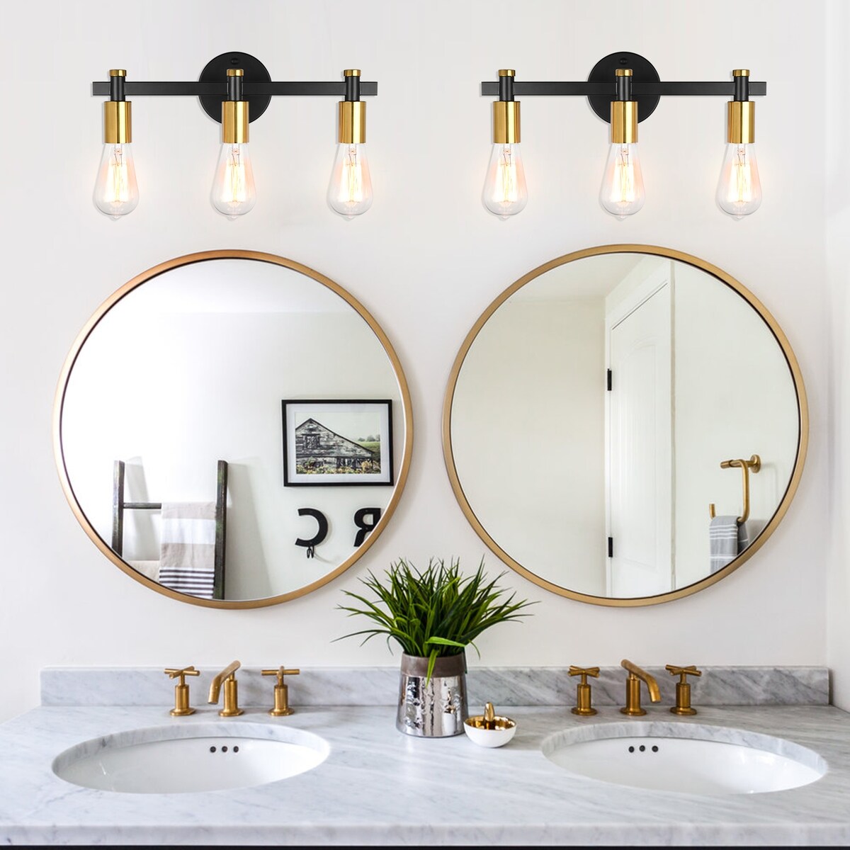 3-Light Bathroom Light Fixture Vintage Wall Sconces Lighting for Bedroom Kitchen Entryway Hallway Living Room