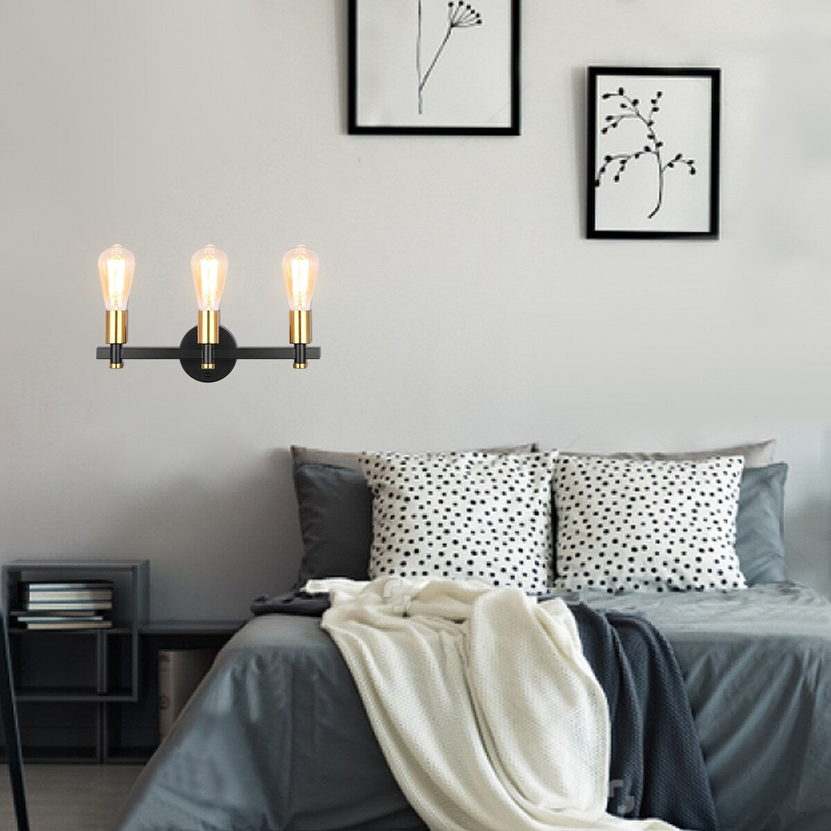 3-Light Bathroom Light Fixture Vintage Wall Sconces Lighting for Bedroom Kitchen Entryway Hallway Living Room