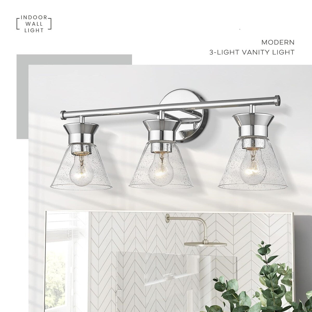 3-Light Bathroom Light Fixtures Chrome Finish