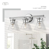 3-Light Bathroom Light Fixtures Chrome Finish