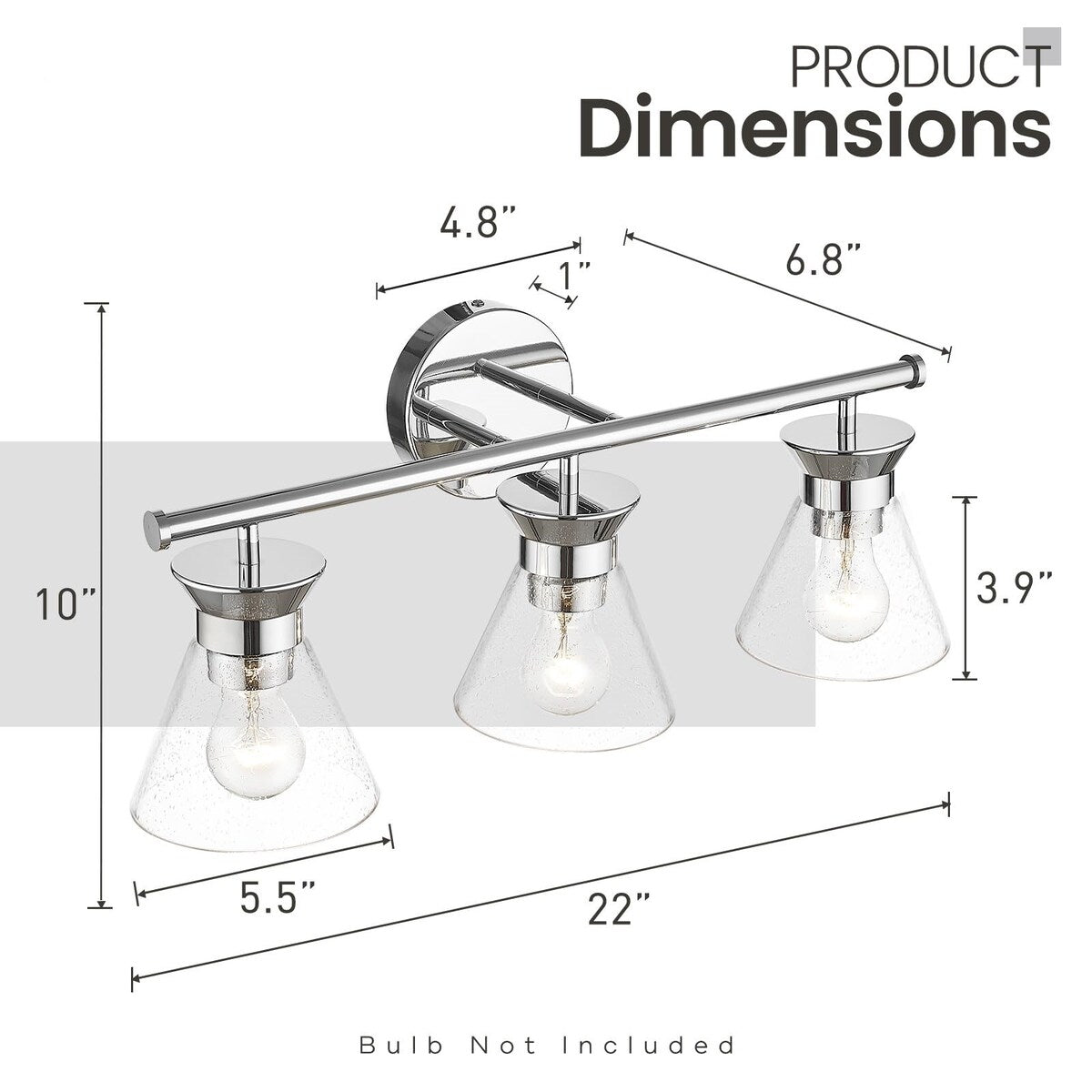 3-Light Bathroom Light Fixtures Chrome Finish