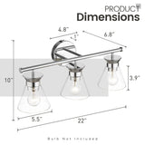 3-Light Bathroom Light Fixtures Chrome Finish
