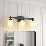 3-Light Bathroom Vanity Light Fixtures Over Mirror Decor Milky White Glass Shades