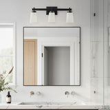 3-Light Bathroom Vanity Light Fixtures Over Mirror Decor Milky White Glass Shades