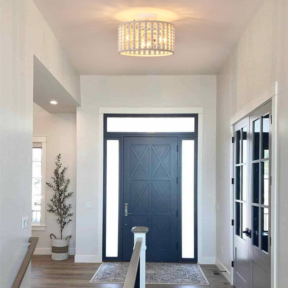 3-Light Bead Ceiling Light Semi Flush Mount