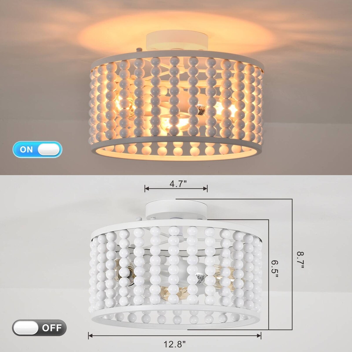 3-Light Bead Ceiling Light Semi Flush Mount