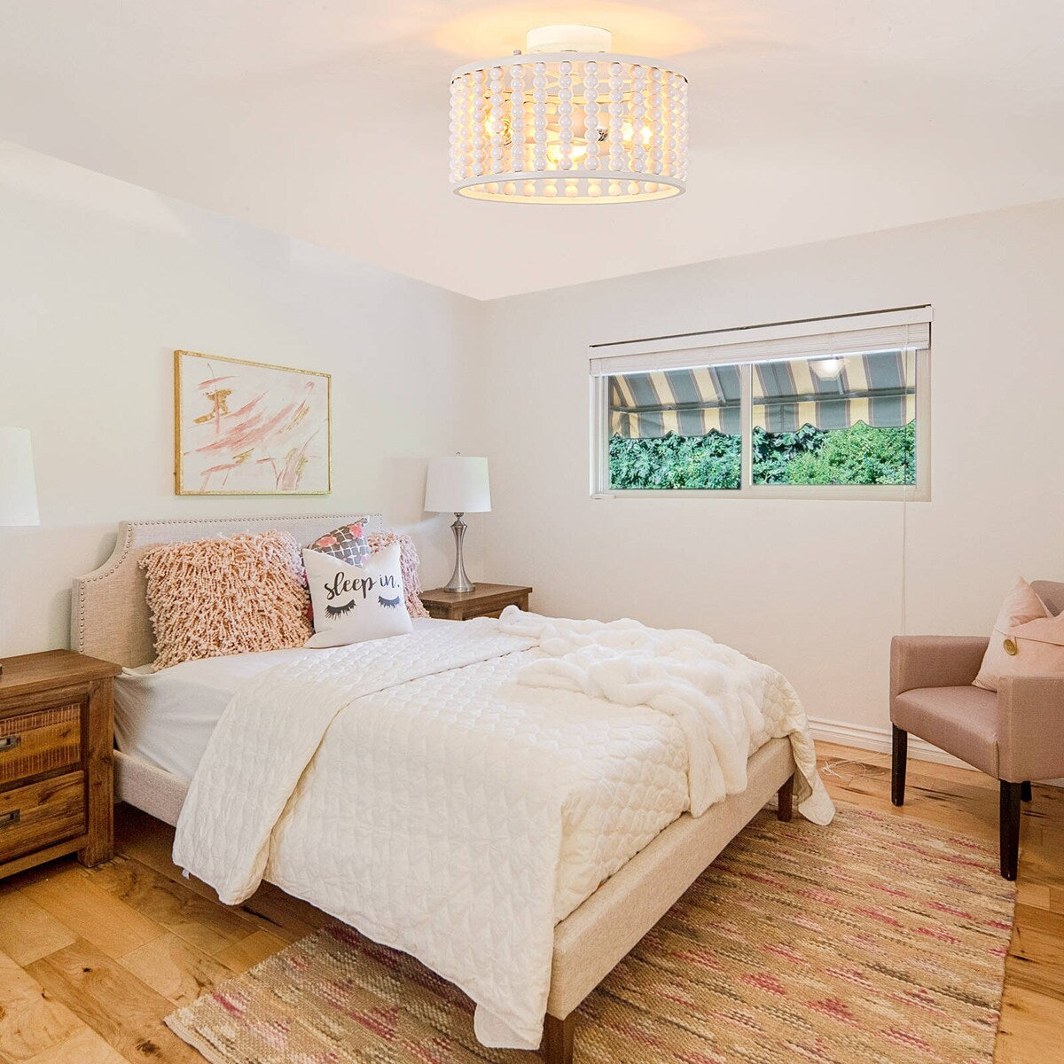 3-Light Bead Ceiling Light Semi Flush Mount