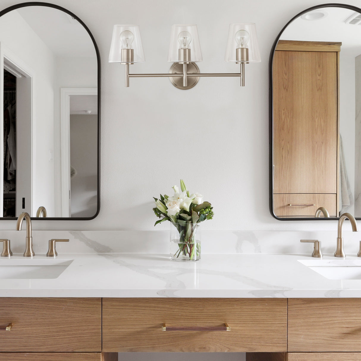 C Cattleya 3-Light Brushed Nickel Vanity Light with Clear Glass Shade