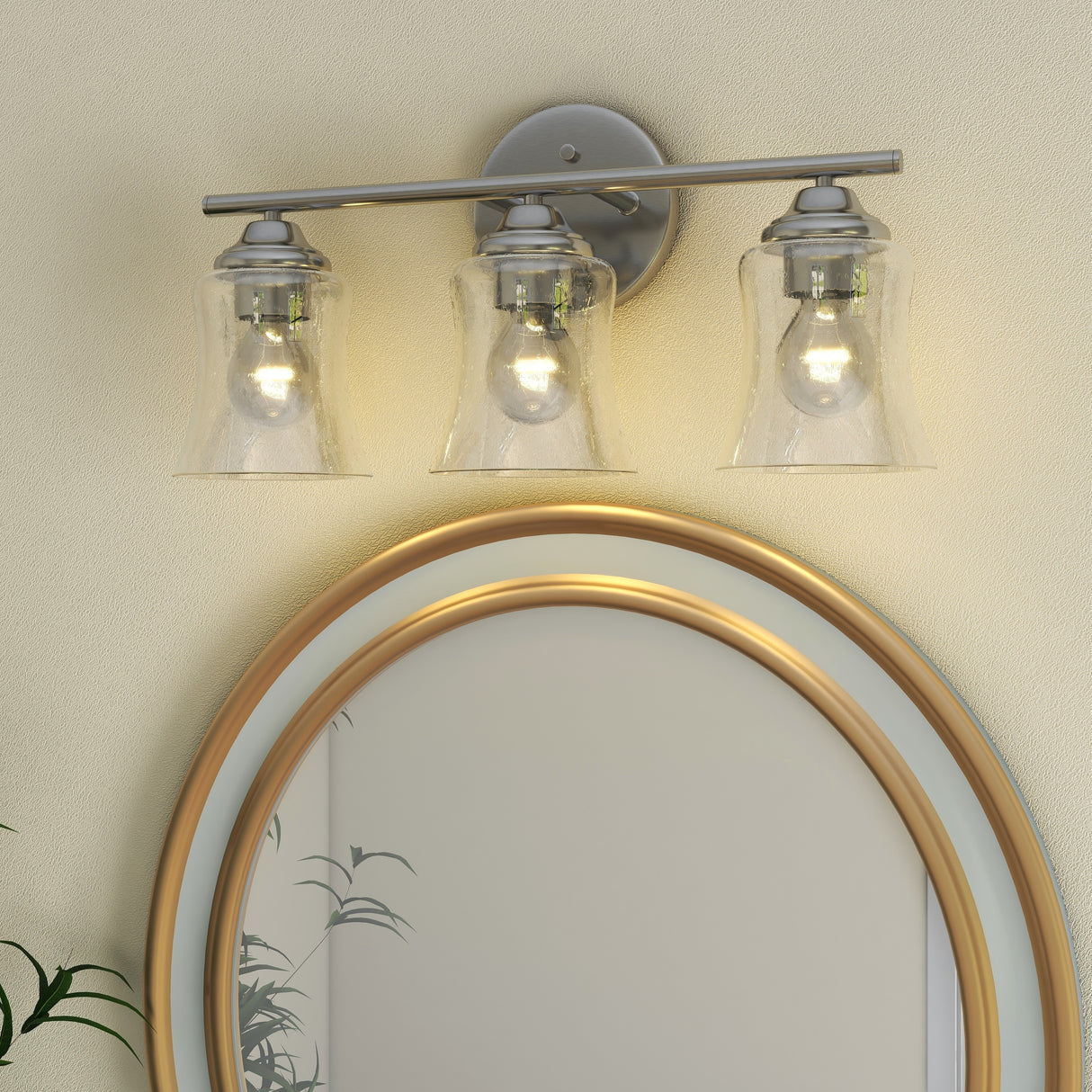 3-Light Brushed Nickel Bathroom Vanity Light - Brushed Nickle