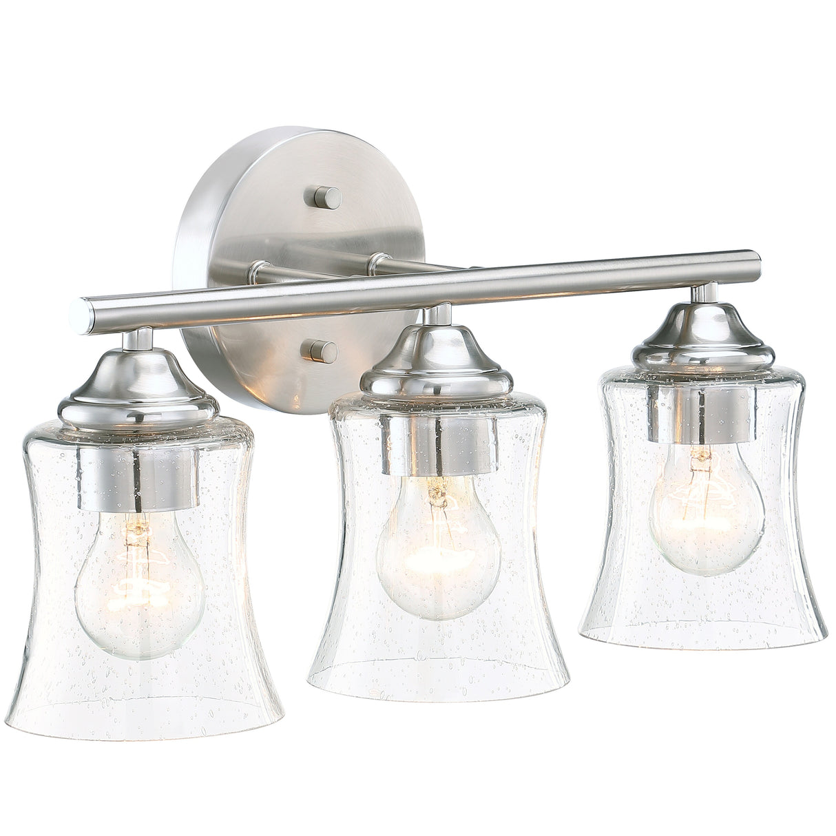 3-Light Brushed Nickel Bathroom Vanity Light - Brushed Nickle