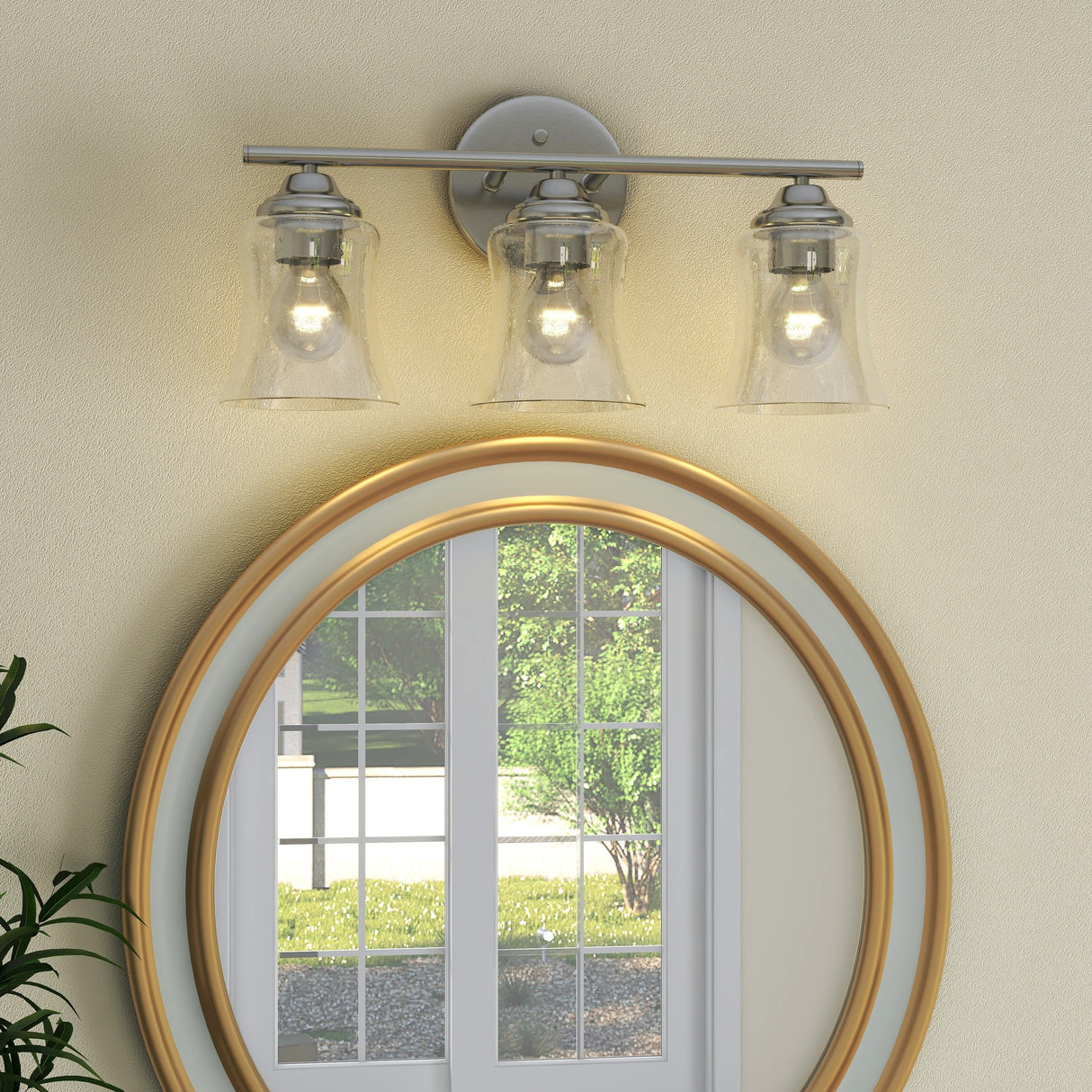 3-Light Brushed Nickel Bathroom Vanity Light - Brushed Nickle