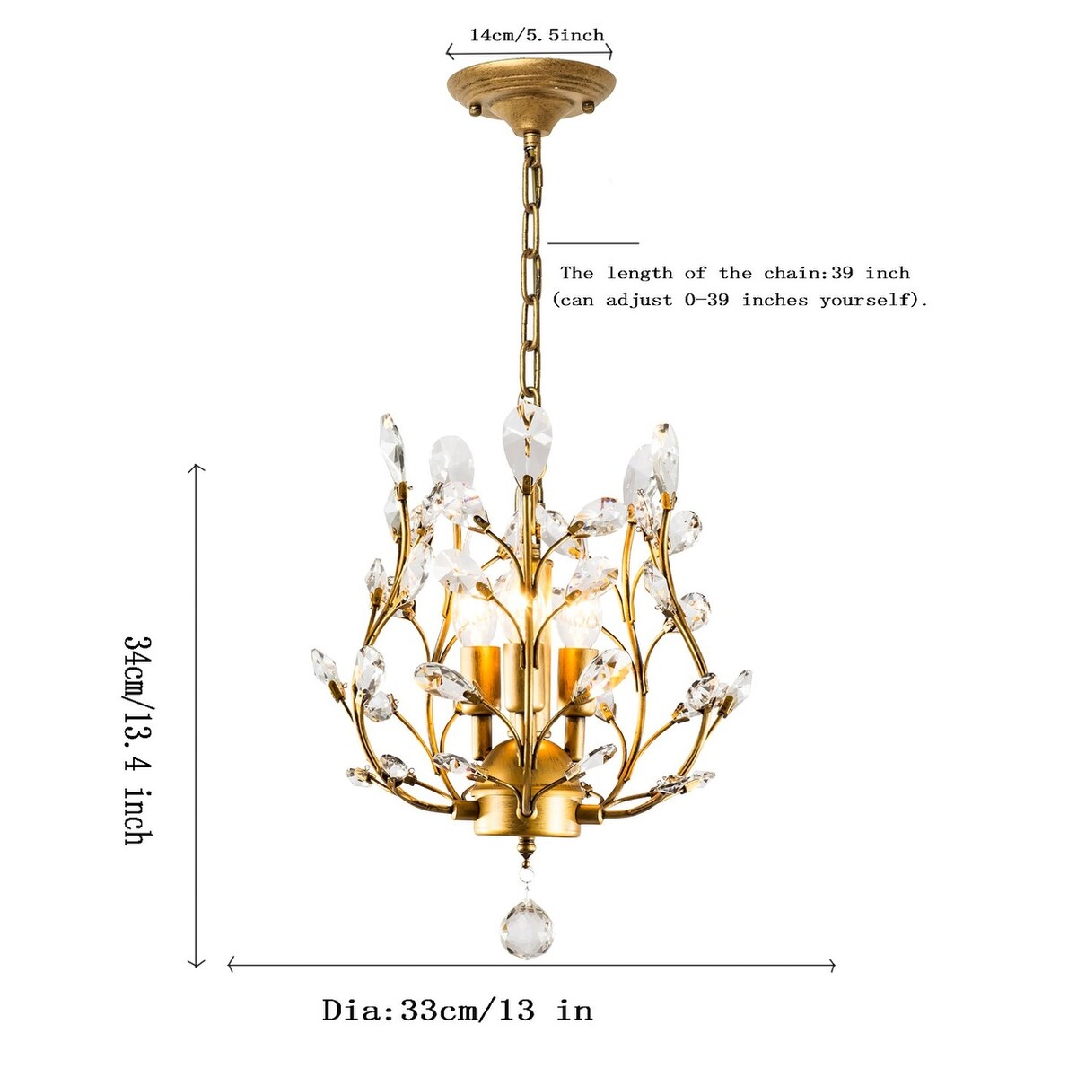 3-Light Crystal Chandeliers,Ceiling Lights,Crystal Pendant Lighting,Ceiling Light Fixtures for Living Room