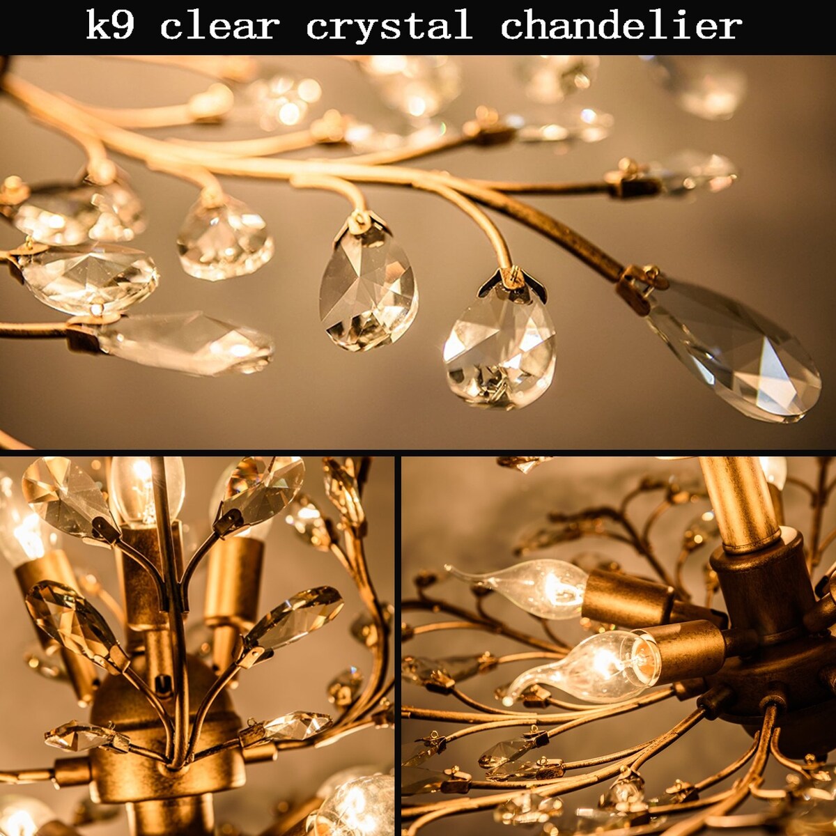 3-Light Crystal Chandeliers,Ceiling Lights,Crystal Pendant Lighting,Ceiling Light Fixtures for Living Room