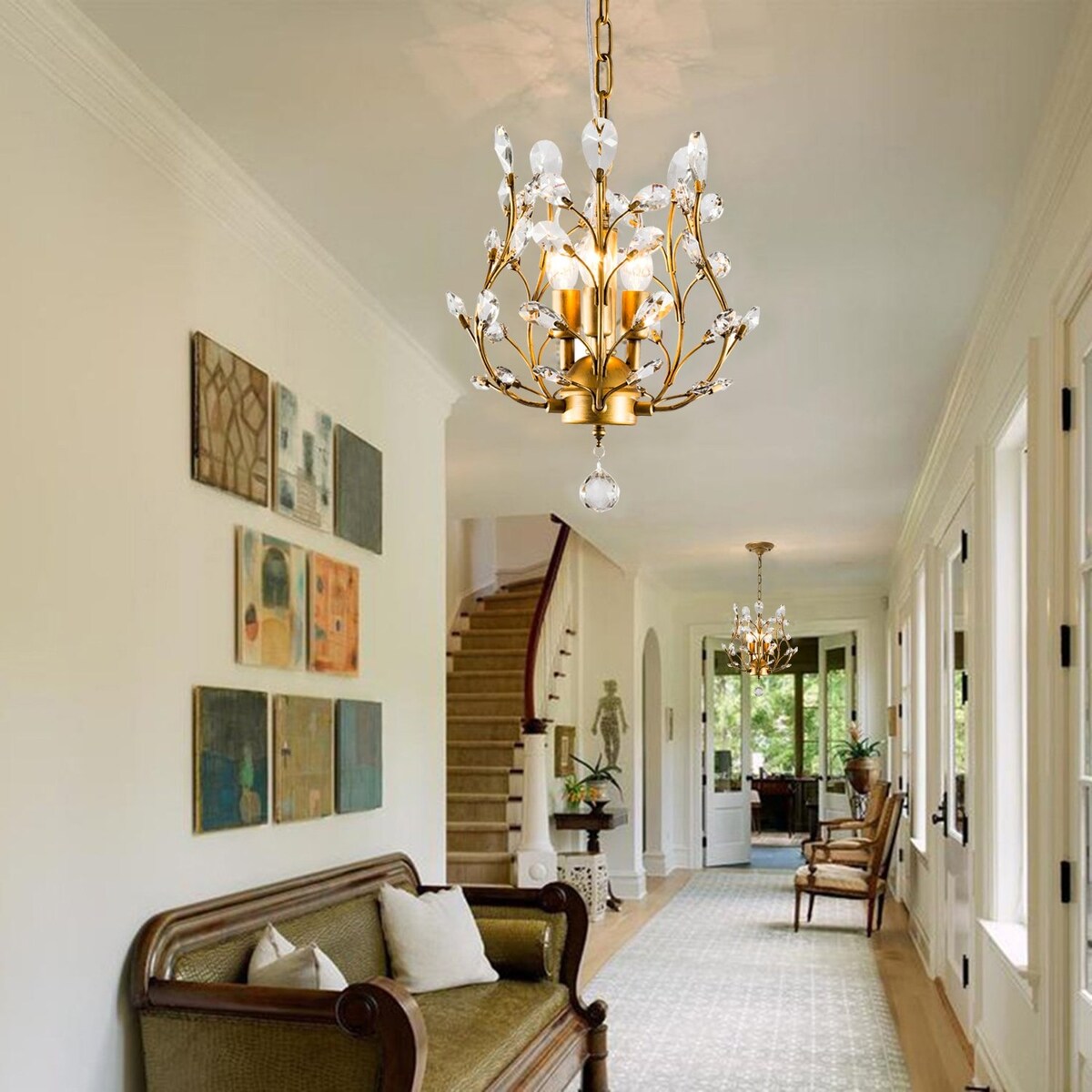 3-Light Crystal Chandeliers,Ceiling Lights,Crystal Pendant Lighting,Ceiling Light Fixtures for Living Room