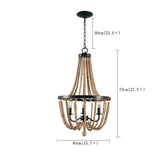 Bohemian 3-Light Wood Beaded Empire Chandelier Adjustable - 15" X 50"