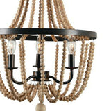 Bohemian 3-Light Wood Beaded Empire Chandelier Adjustable - 15" X 50"