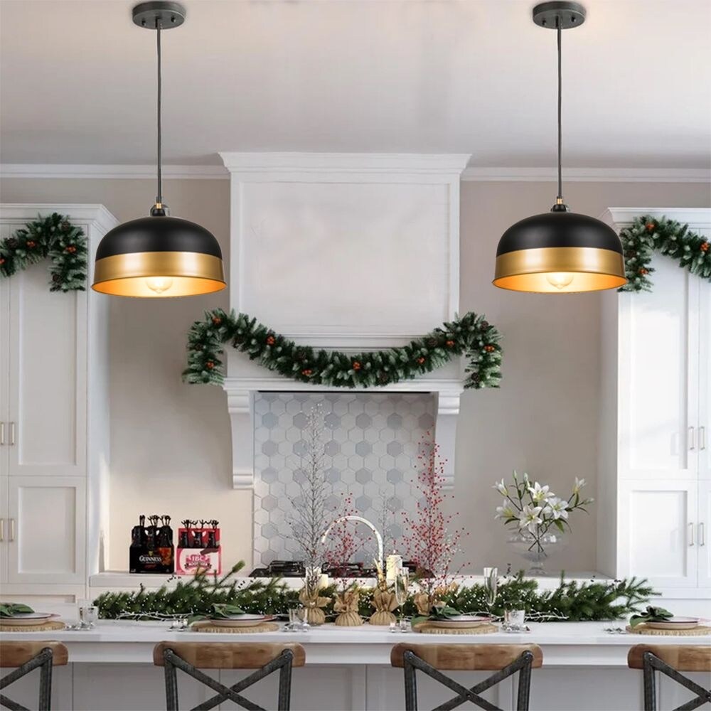 3-Light Hanging Light Fixtures Kitchen Light Fixtures Without Bulb - Black/gold