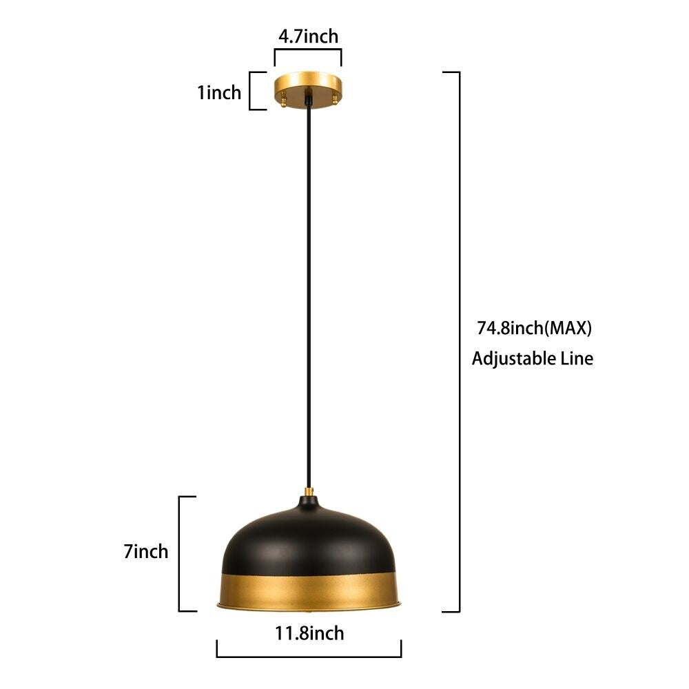 3-Light Hanging Light Fixtures Kitchen Light Fixtures Without Bulb - Black/gold