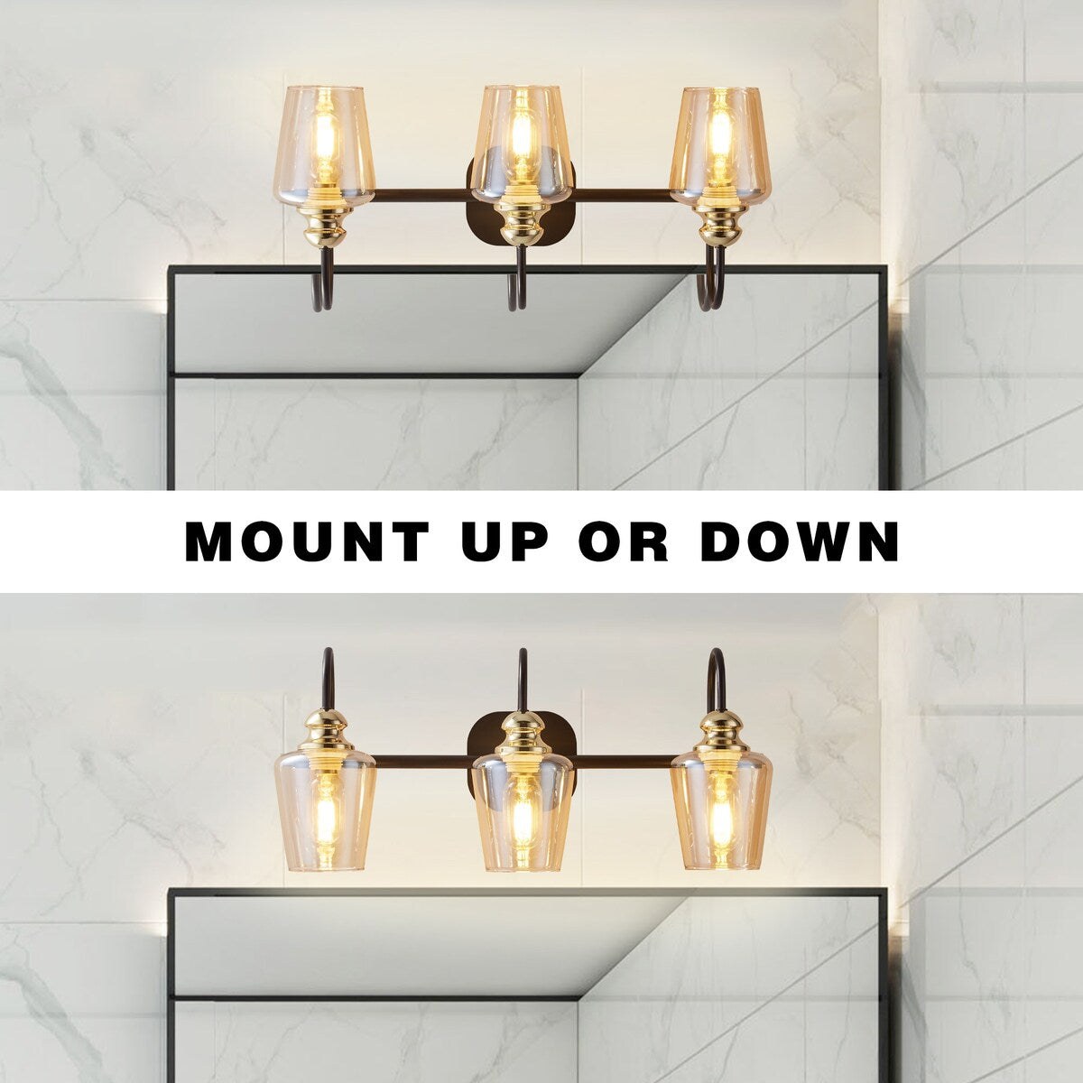 3-Light Head Industrial Bathroom Vanity Light - 8.38 x 22.25 x 10.25 inches