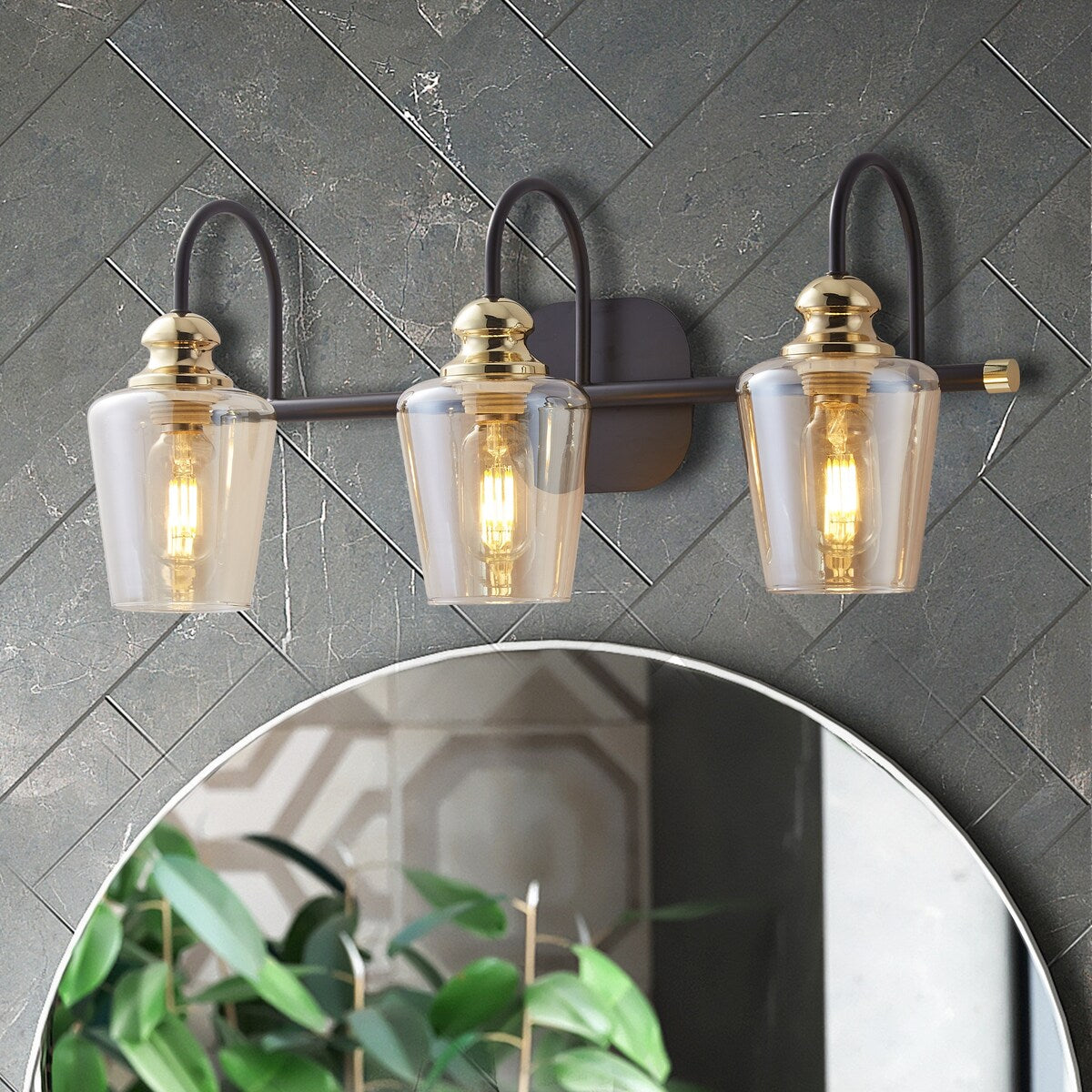 3-Light Head Industrial Bathroom Vanity Light - 8.38 x 22.25 x 10.25 inches