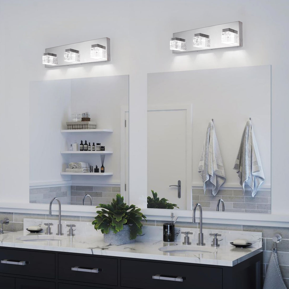 3-Light LED Chrome Bathroom Vanity Light, Classic Wall Sconces for Dining Room Living Room