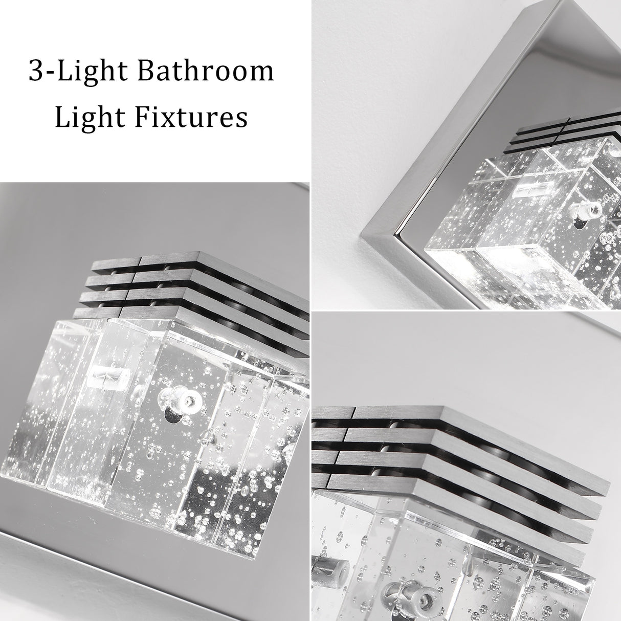 3-Light LED Chrome Bathroom Vanity Light, Classic Wall Sconces for Dining Room Living Room