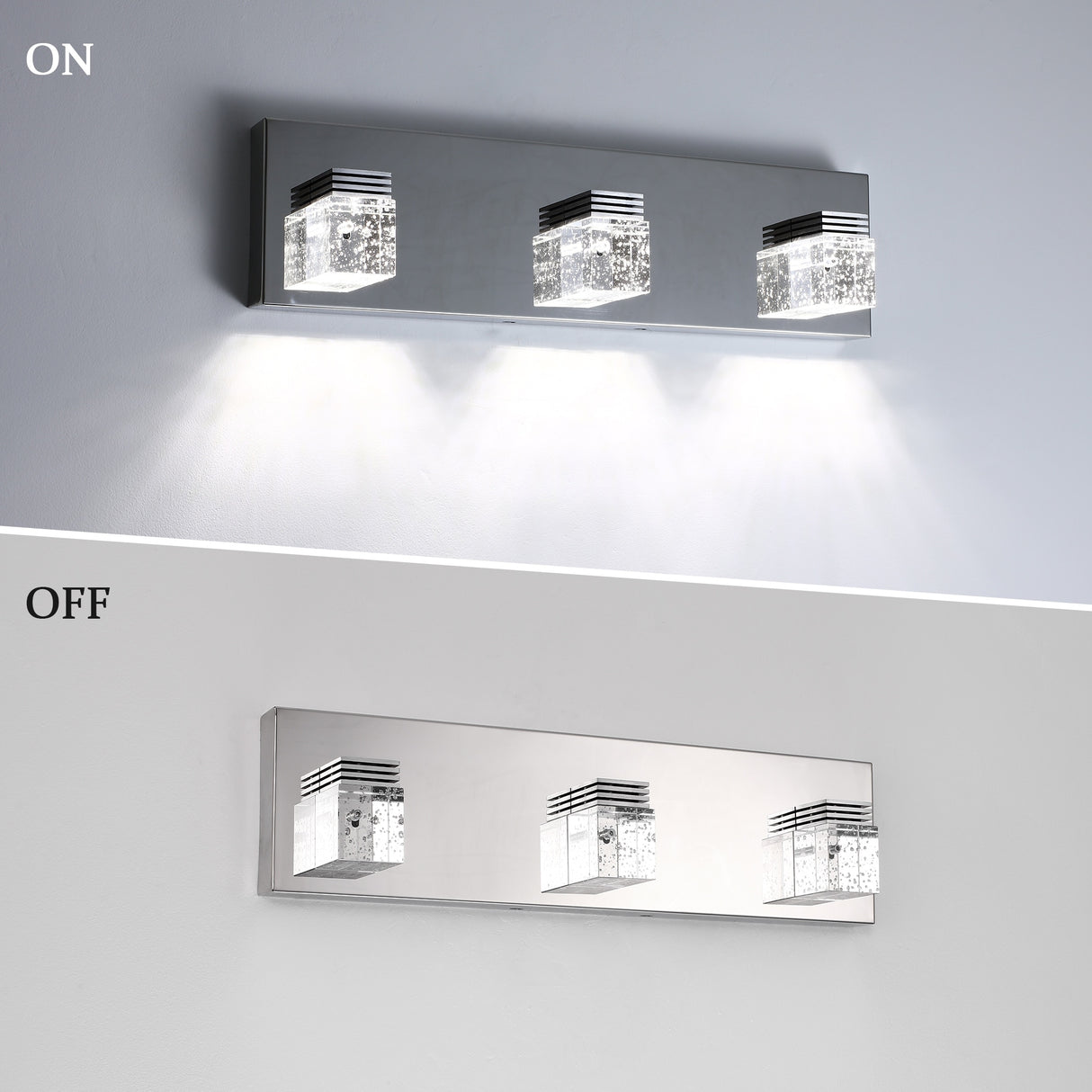 3-Light LED Chrome Bathroom Vanity Light, Classic Wall Sconces for Dining Room Living Room