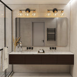 3-Light Metal Bathroom Vanity Lights Glass Shade Wall Sconces