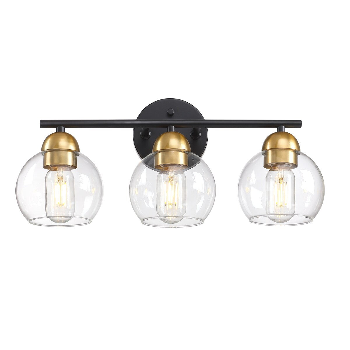 3-Light Metal Bathroom Vanity Lights Glass Shade Wall Sconces