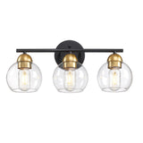 3-Light Metal Bathroom Vanity Lights Glass Shade Wall Sconces