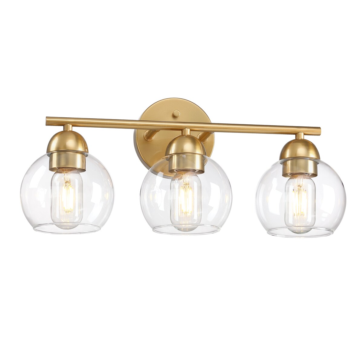 3-Light Metal Bathroom Vanity Lights Glass Shade Wall Sconces