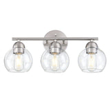 3-Light Metal Bathroom Vanity Lights Glass Shade Wall Sconces
