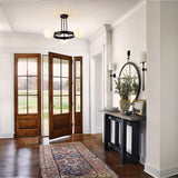 3-Light Modern Black Wheel Round Frosted Opal Glass Globe Bubble Semi-Flush Mount Ceiling Light - 26.7 in. W x 15.7 in. H
