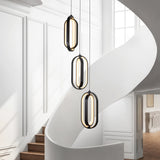 3-Light Modern Cluster Oval Integrated LED Chandelier Adjustable Height Stepless Hanging Light Fixture - 11.8