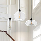 3-Light Modern Linear Cluster Clear Glass Globe Kitchen Island Pendant Light