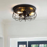 3-Light Oil Rubbed Bronze Farmhouse Flush Mount