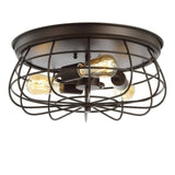 3-Light Oil Rubbed Bronze Farmhouse Flush Mount