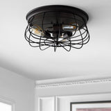3-Light Oil Rubbed Bronze Farmhouse Flush Mount