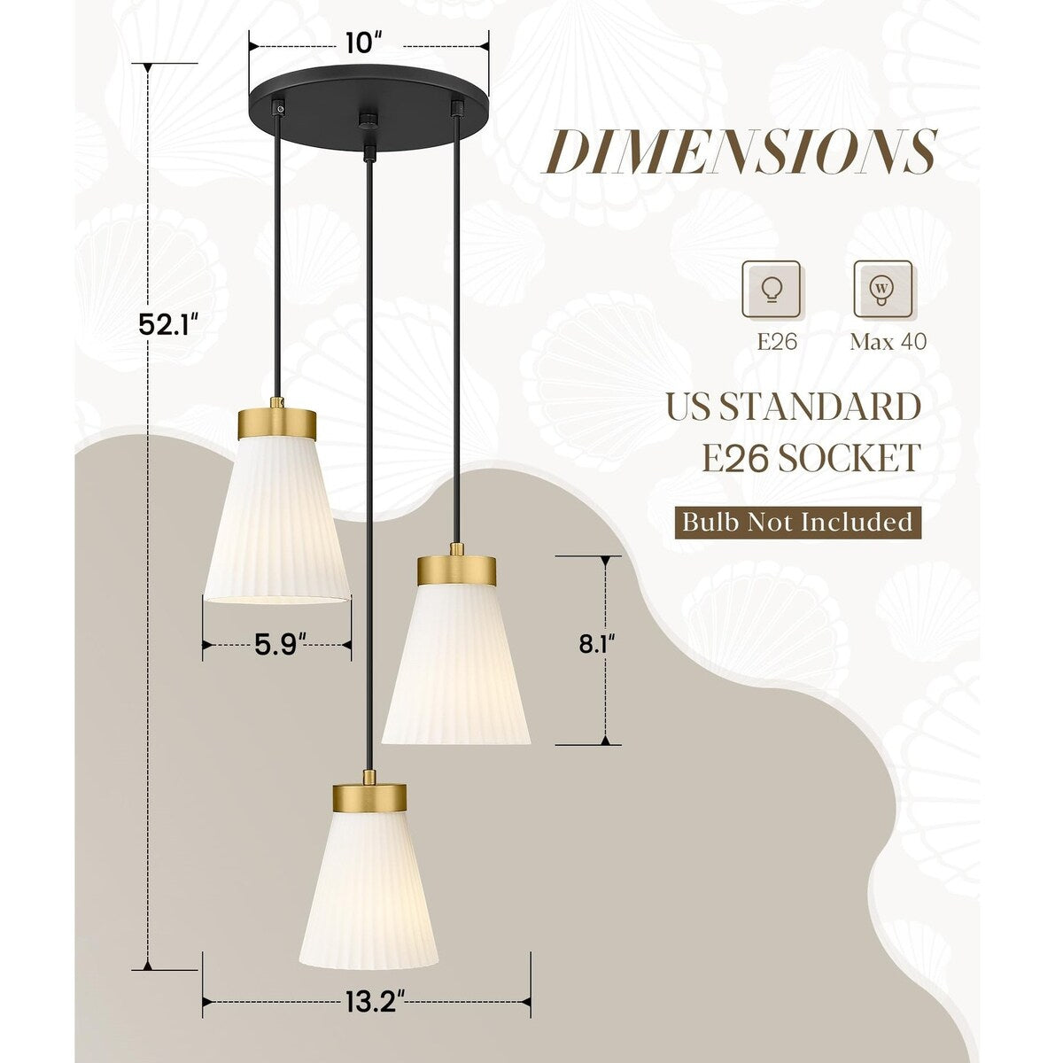 3-Light Pendant Light, Kitchen Island, Frosted Milk Glass